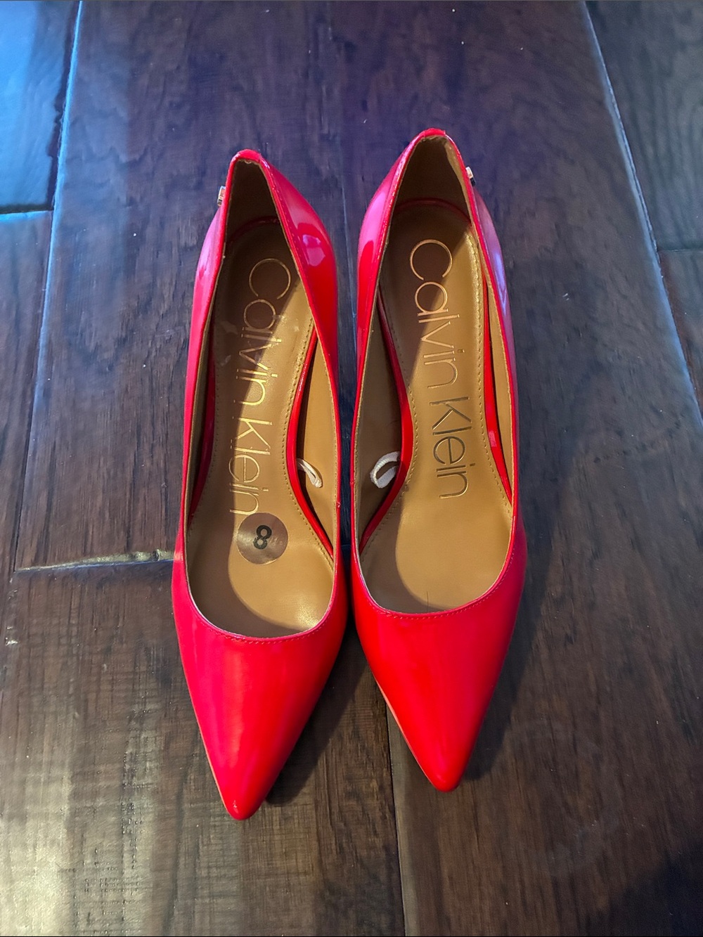 Calvin Klein Patent Red Pointed-Toe Pumps